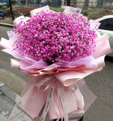 【你是我的满心欢喜】玫红色满天星生日花束